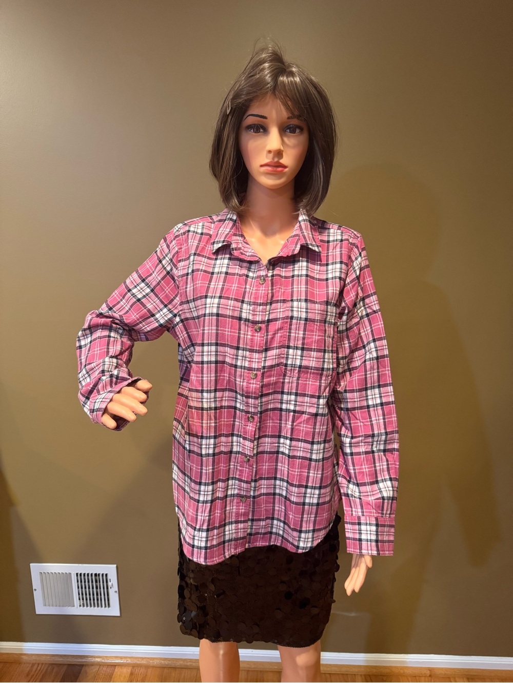 SO Pink Plaid Women’s Casual Button-Down Shirt
